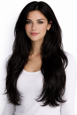 #1 Black, 60cm, 50g, Nail hair, Double drawn